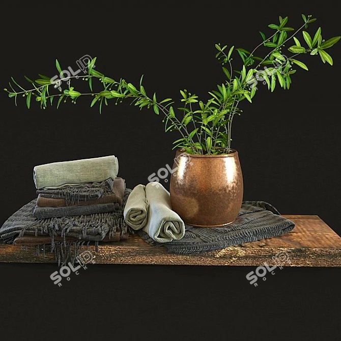 Elegant Olive Tableware Set 3D model image 1