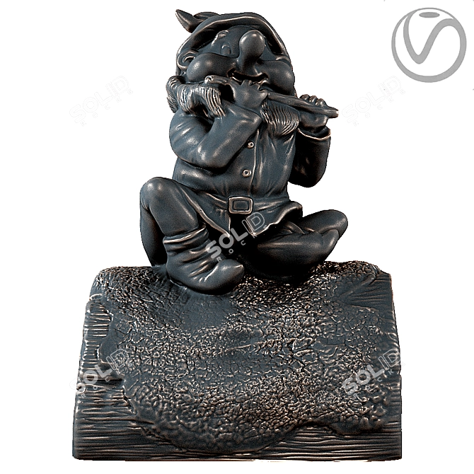 Whimsical Flute-Playing Dwarf 3D model image 1