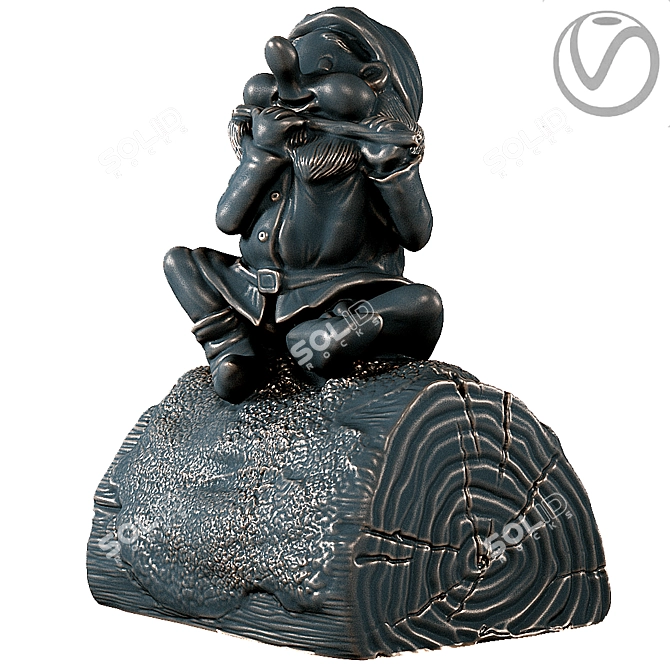 Whimsical Flute-Playing Dwarf 3D model image 2