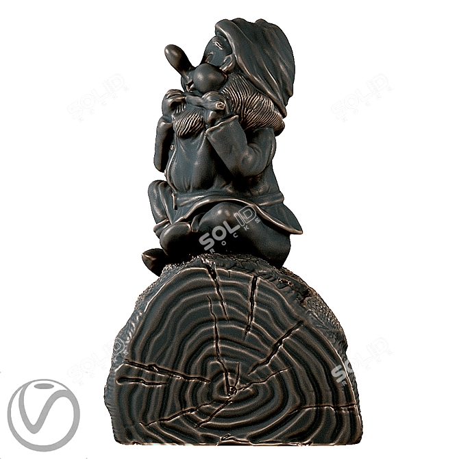 Whimsical Flute-Playing Dwarf 3D model image 3