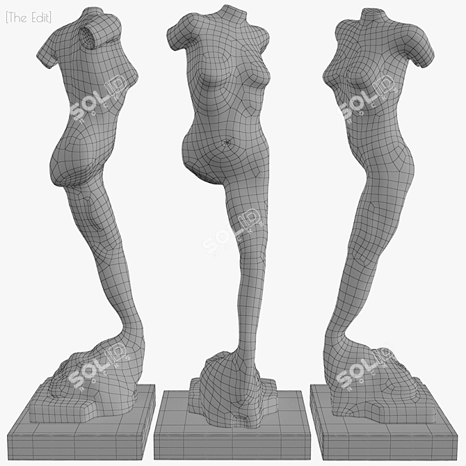 Elegant Bronze Sculpture 3D model image 3