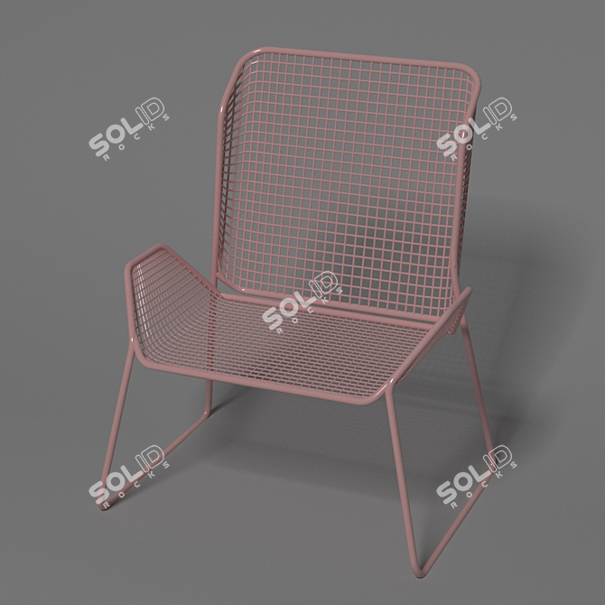 Beige Mesh High Chair 3D model image 1