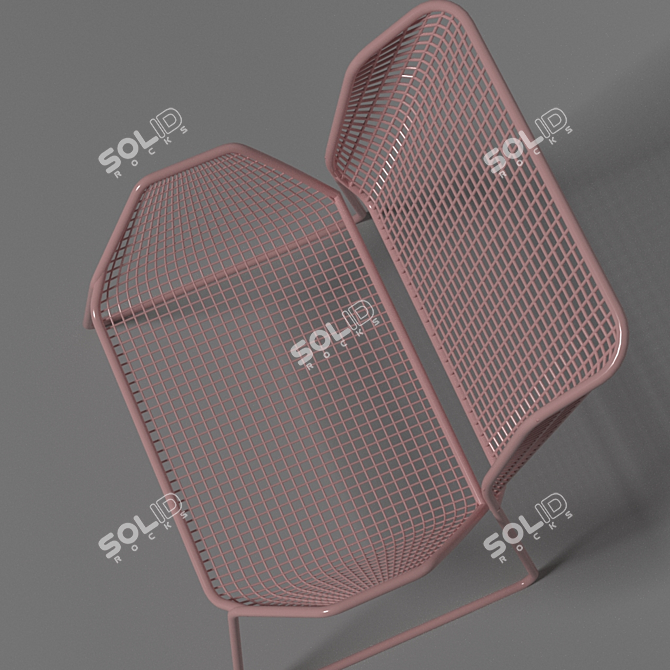 Beige Mesh High Chair 3D model image 2