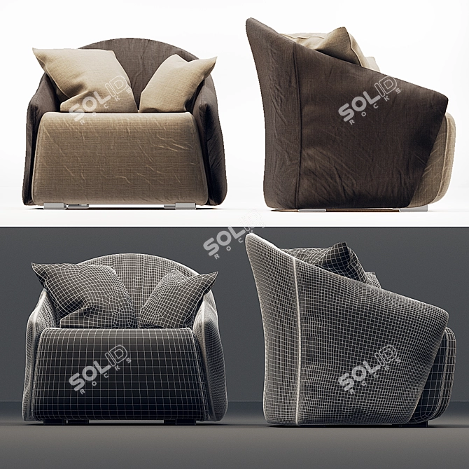 Saba Italia Bustier: Modern Elegance in a Chair 3D model image 2