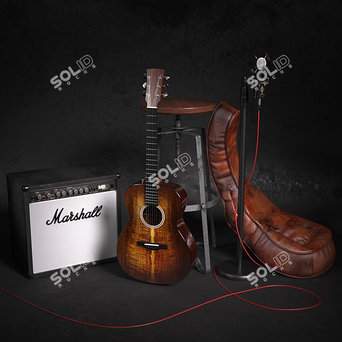 Music Collection: Combo, Guitar & Mic 3D model image 1