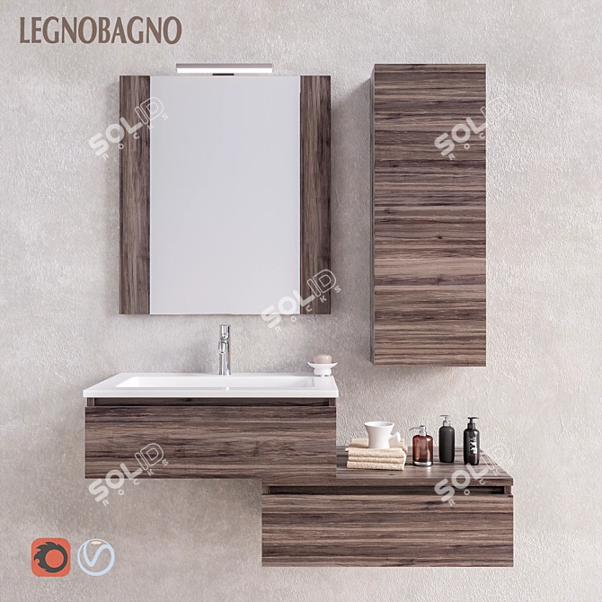 Modular Bathroom Furniture Set 3D model image 1