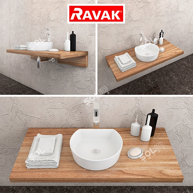 RAVAK Moon 1C: Modern Washbasin, 400mm Width 3D model image 1