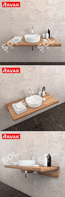 RAVAK Moon 1C: Modern Washbasin, 400mm Width 3D model image 2