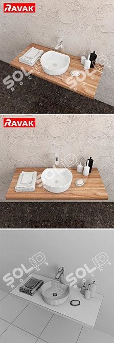 RAVAK Moon 1C: Modern Washbasin, 400mm Width 3D model image 3