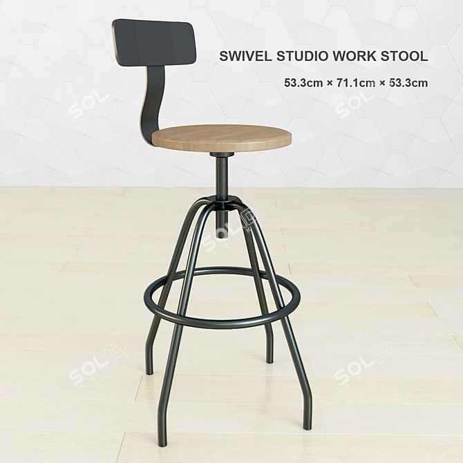 Swivel Studio Work Stool: Maximizing Comfort and Efficiency 3D model image 1