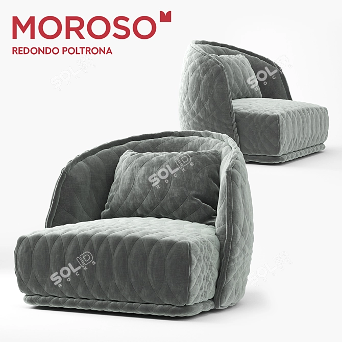 Retro-inspired Redondo Armchair 3D model image 1