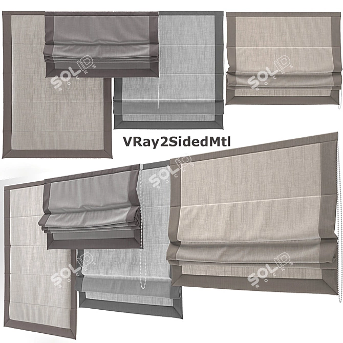 Versatile Roman Curtain with Textured Design 3D model image 2