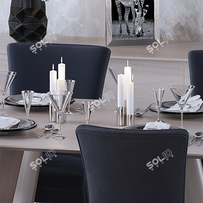 Paris Set: Clifton Table, Cleo Mirror, Clifton Sideboard, Equinox Chandelier, Salerno Lamp 3D model image 2