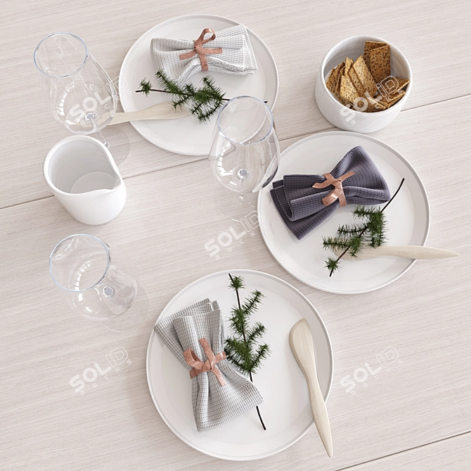 Scandinavian Style Table Setting 3D model image 1