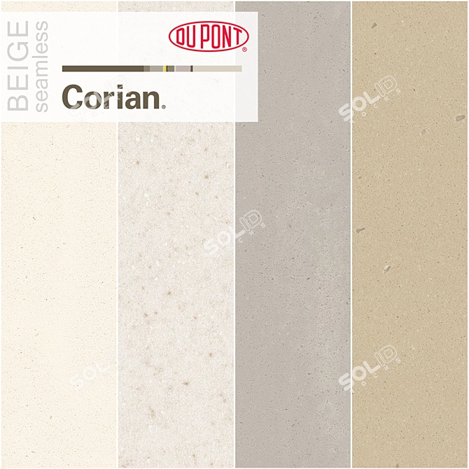 Dupont Beige Corian Countertops: High-Res Stone Textures & V-Ray Material 3D model image 1