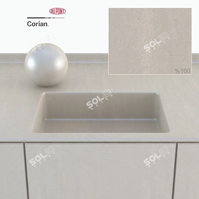 Dupont Beige Corian Countertops: High-Res Stone Textures & V-Ray Material 3D model image 2