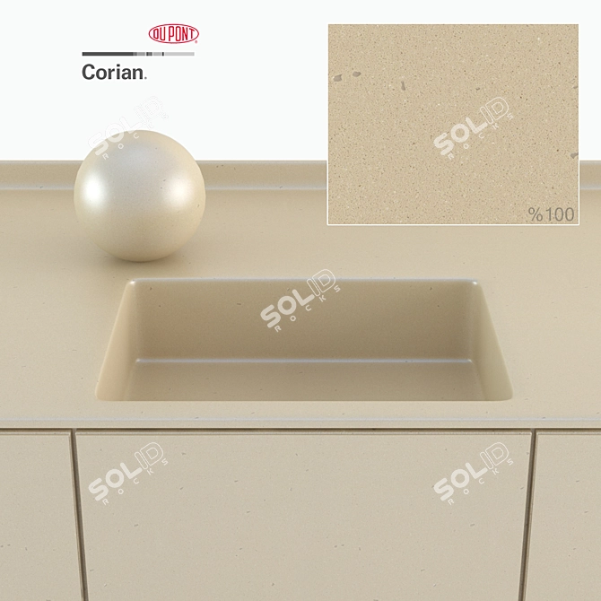 Dupont Beige Corian Countertops: High-Res Stone Textures & V-Ray Material 3D model image 3