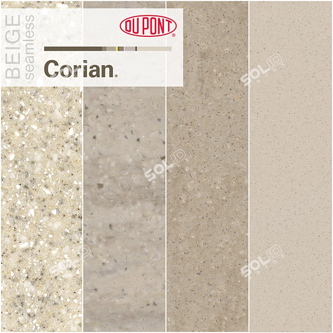 Luxury Beige Corian Kitchen Countertops 3D model image 1