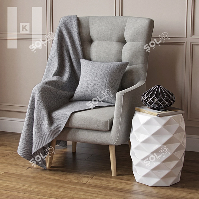Kelly Hoppen Wing Accent Chair – Chic and Comfortable 3D model image 1