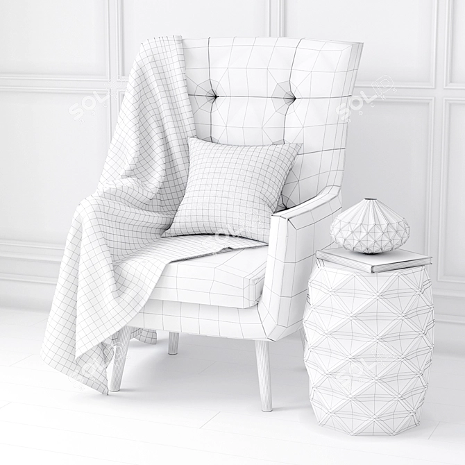 Kelly Hoppen Wing Accent Chair – Chic and Comfortable 3D model image 3