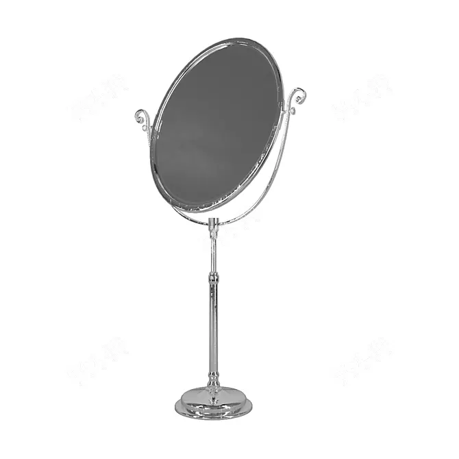 Elegant Nickel Table Mirror 3D model image 1