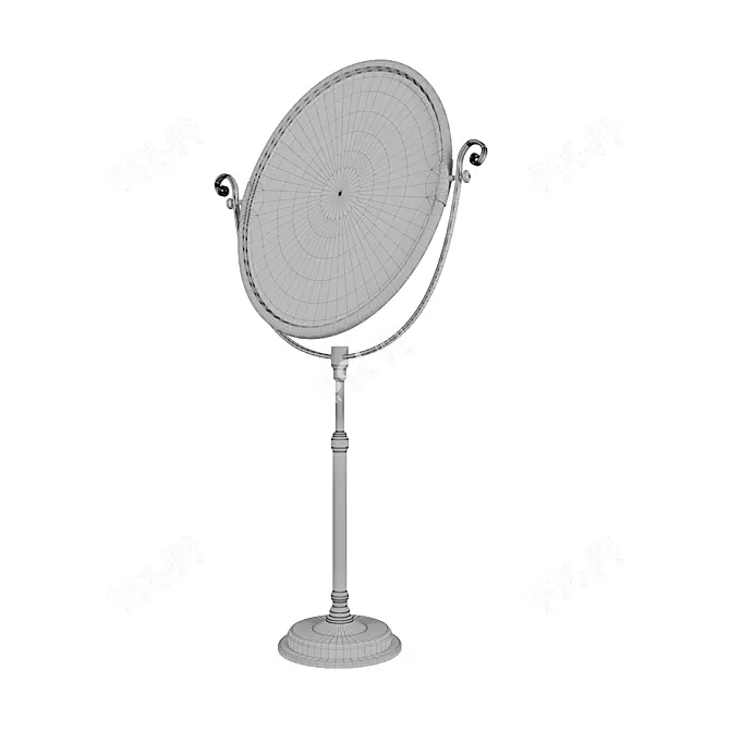 Elegant Nickel Table Mirror 3D model image 2