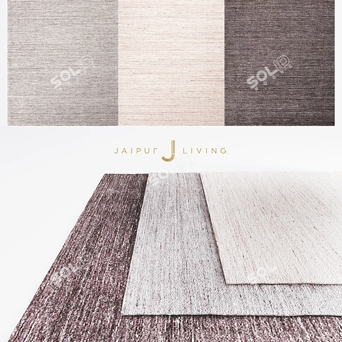 Elegant Jaipur Elements Rug 3D model image 1