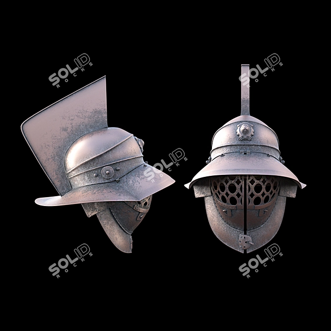 Roman Bronze Gladiator's Helmet 3D model image 2