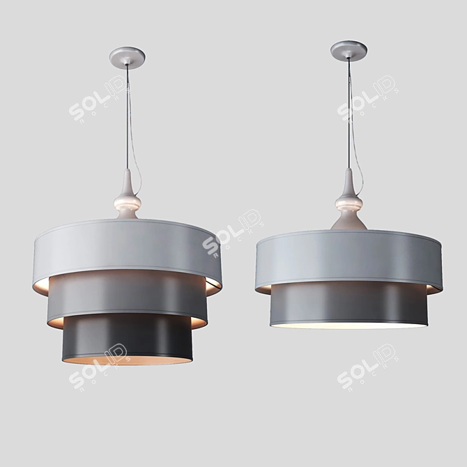 Sophisticated Metal Suspension Lamp 3D model image 2