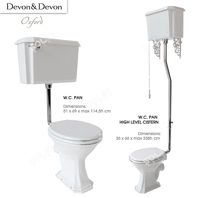 Elegant Oxford Toilet Bowl 3D model image 1
