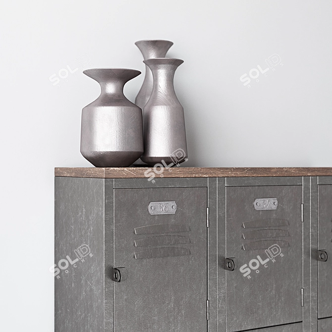 Industrial Iron Cabinet 3D model image 2