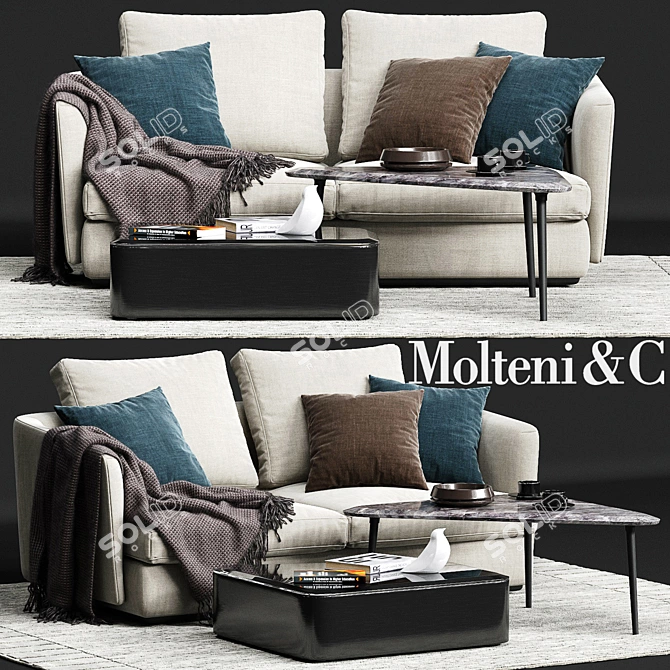 Molteni&C SLOANE Sofa 05: Sleek and Stylish Seating Solution 3D model image 1