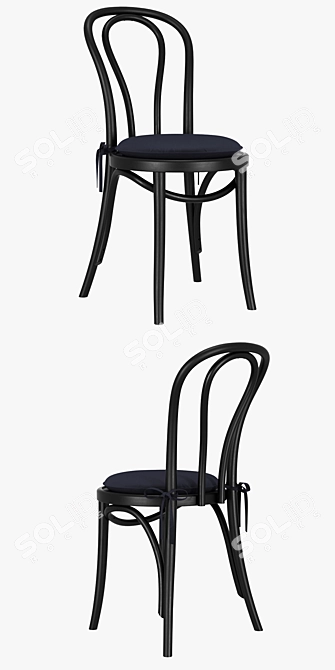 Elegant Vienna Black Wood Chair 3D model image 2