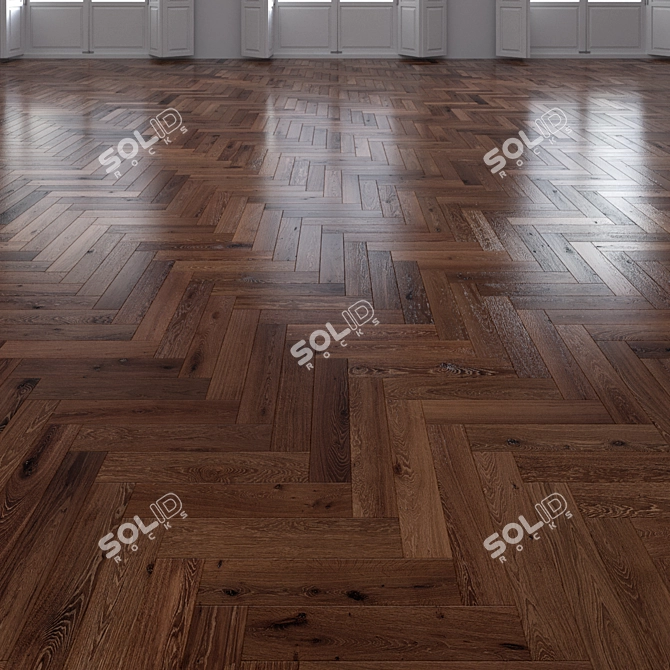 Elite Oak Herringbone Parquet 3D model image 1