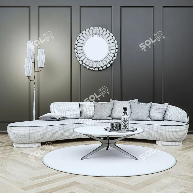 Vladimir Kagan Maple Freeform Curved Sofa 3D model image 3