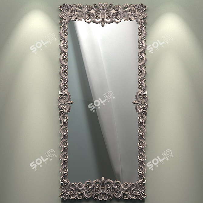 Antique Silver Coated Mirror 3D model image 2