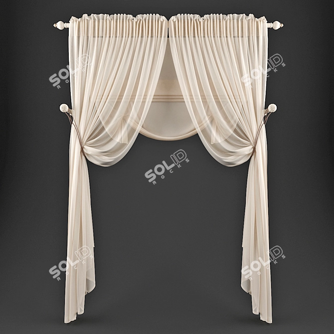 Floral Linen Curtains: Elegant & Versatile 3D model image 1