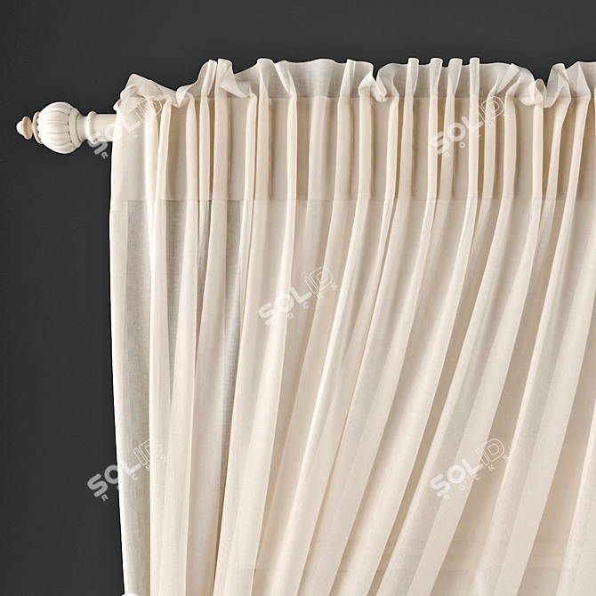 Floral Linen Curtains: Elegant & Versatile 3D model image 2