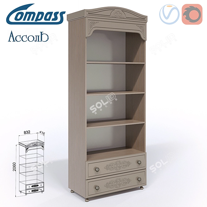 Open Storage Cabinet Assol 3D model image 1