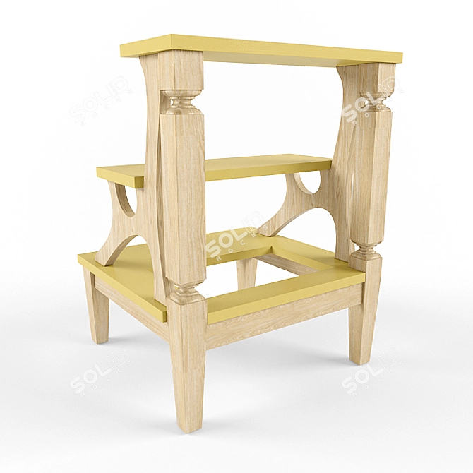 Library Wooden Step Ladder 3D model image 2