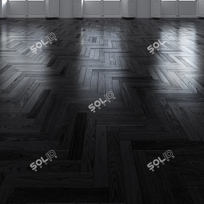 Luxury Oak Herringbone Dark Floor 3D model image 1