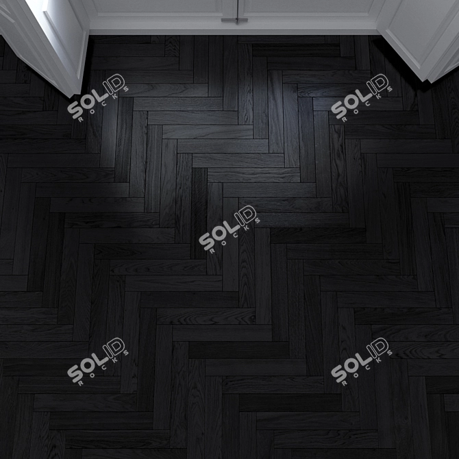 Luxury Oak Herringbone Dark Floor 3D model image 2