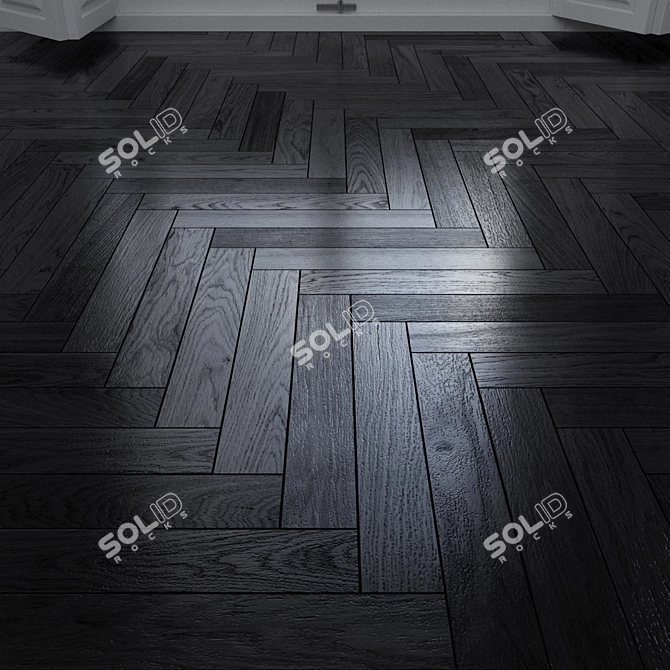 Luxury Oak Herringbone Dark Floor 3D model image 3