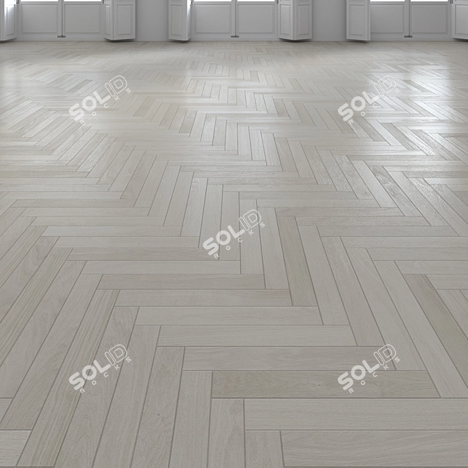 Premium Oak Herringbone Flooring 3D model image 1