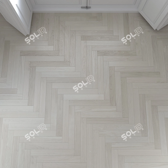 Premium Oak Herringbone Flooring 3D model image 2