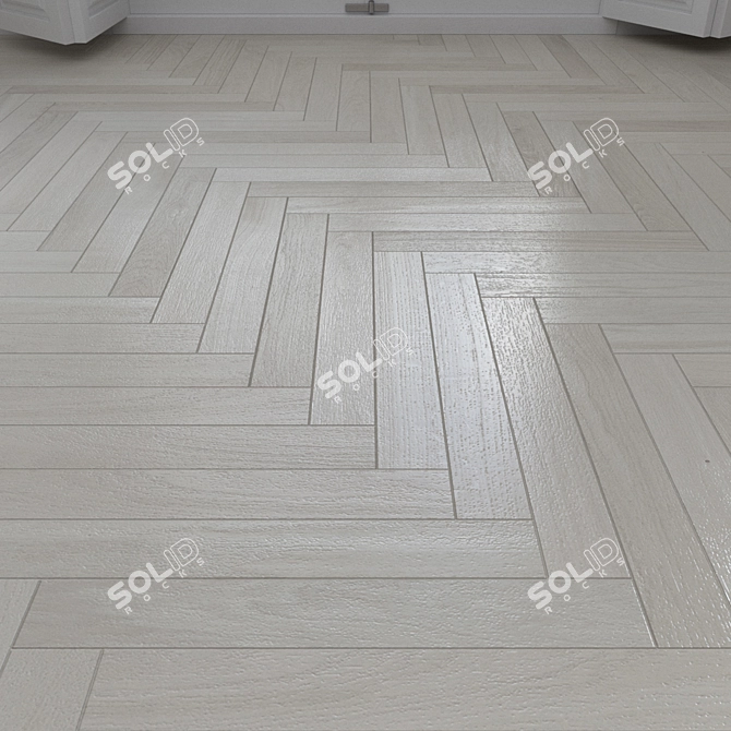 Premium Oak Herringbone Flooring 3D model image 3