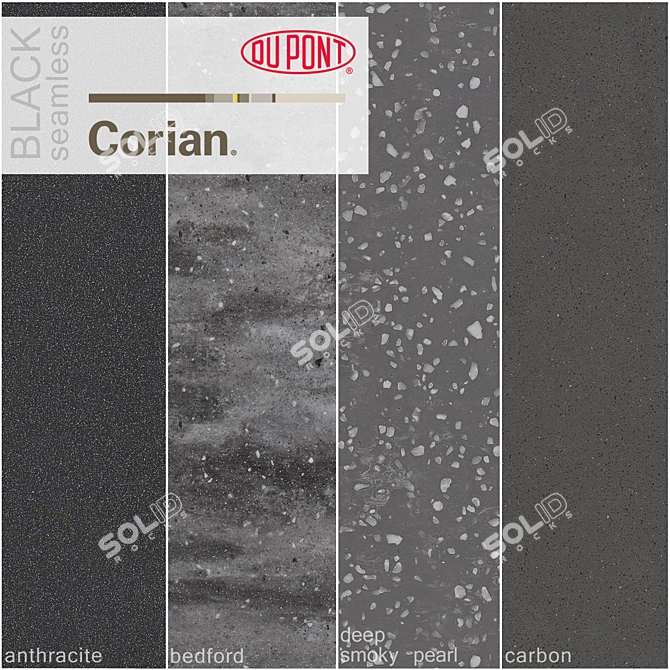 Dupont Black Corian Kitchen Countertops 3D model image 1