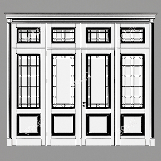 Classic White Painted Door 3D model image 2