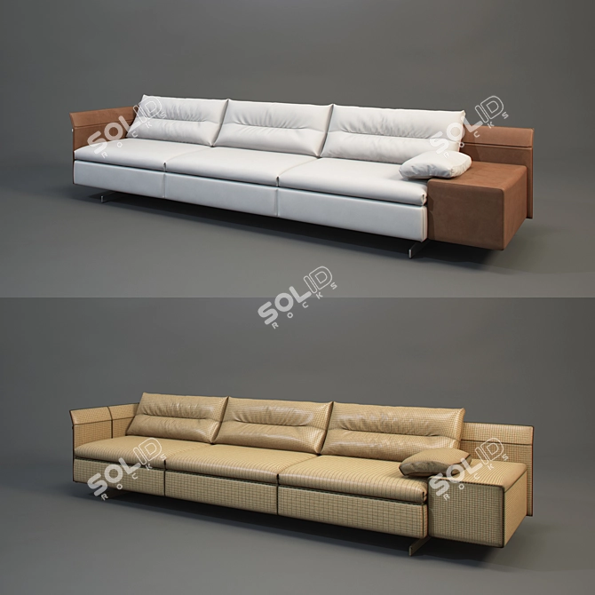 Elegant Grantorino 3-Seater Sofa 3D model image 1
