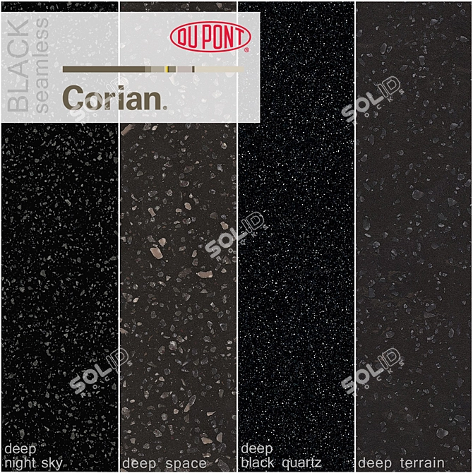 Black Corian Kitchen Countertops: 4 High-Resolution Stone Textures 3D model image 1